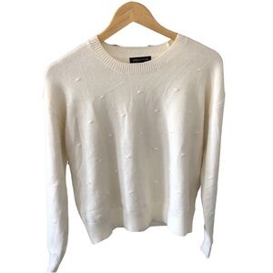Kendall + Kylie Soft Cream Pullover Sweater Pompom embellishment